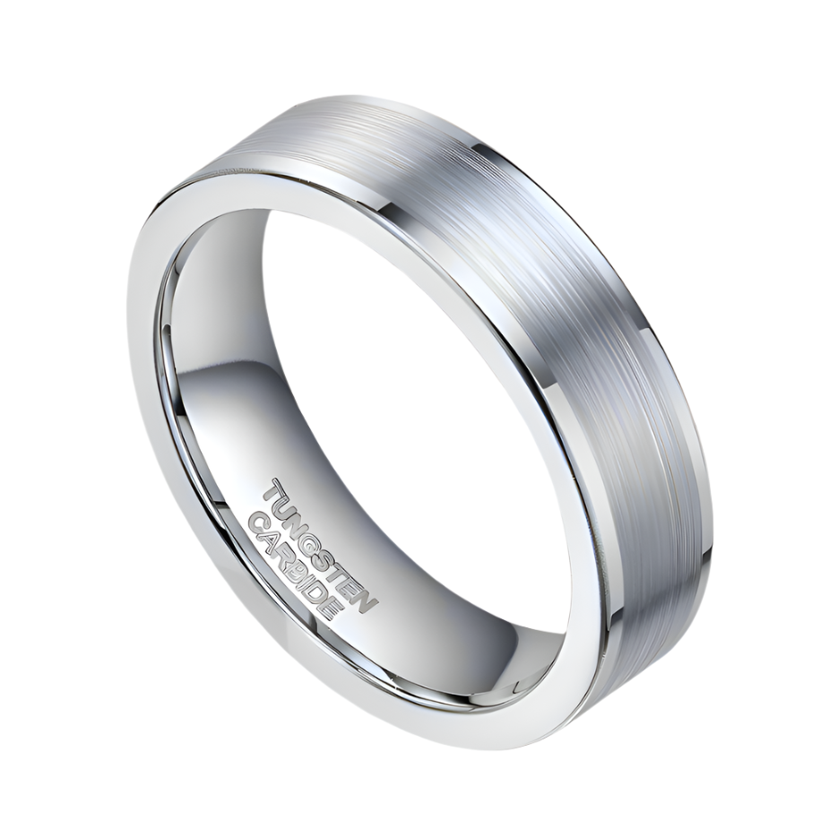 Simple Brushed Unisex Tungsten Wedding Band-Evani Naomi Jewelry