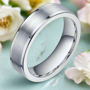 Simple Brushed Unisex Tungsten Wedding Band-Evani Naomi Jewelry