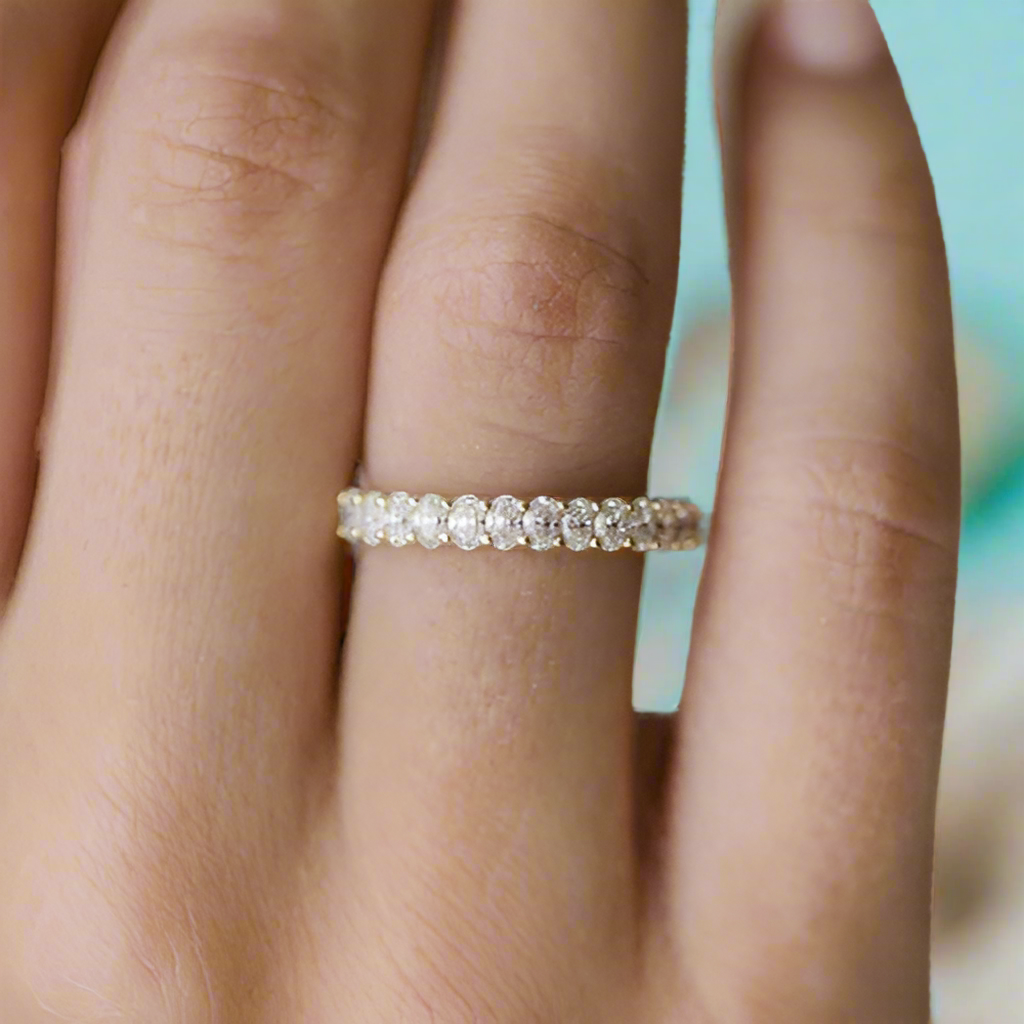 Simple Eternity Oval Cut Yellow Gold Wedding Band-Evani Naomi Jewelry