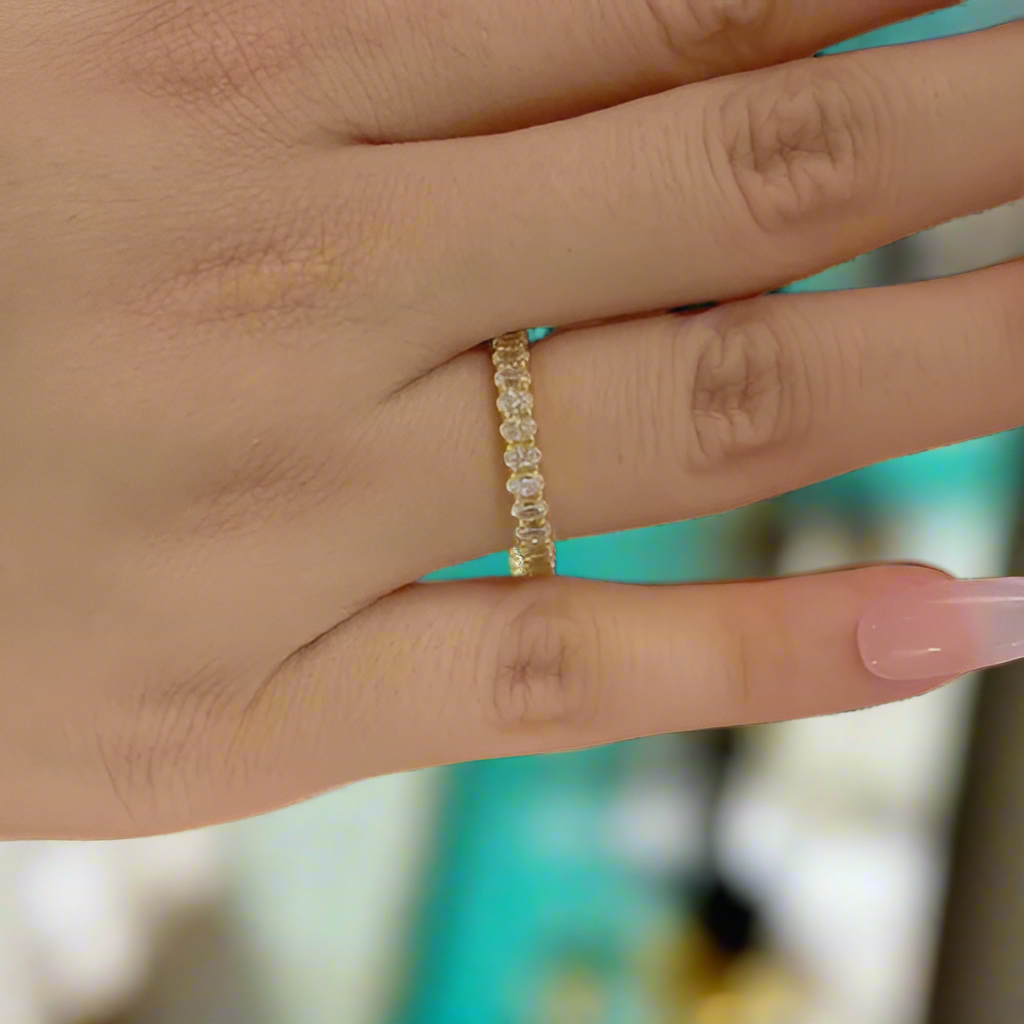 Simple Eternity Oval Cut Yellow Gold Wedding Band-Evani Naomi Jewelry