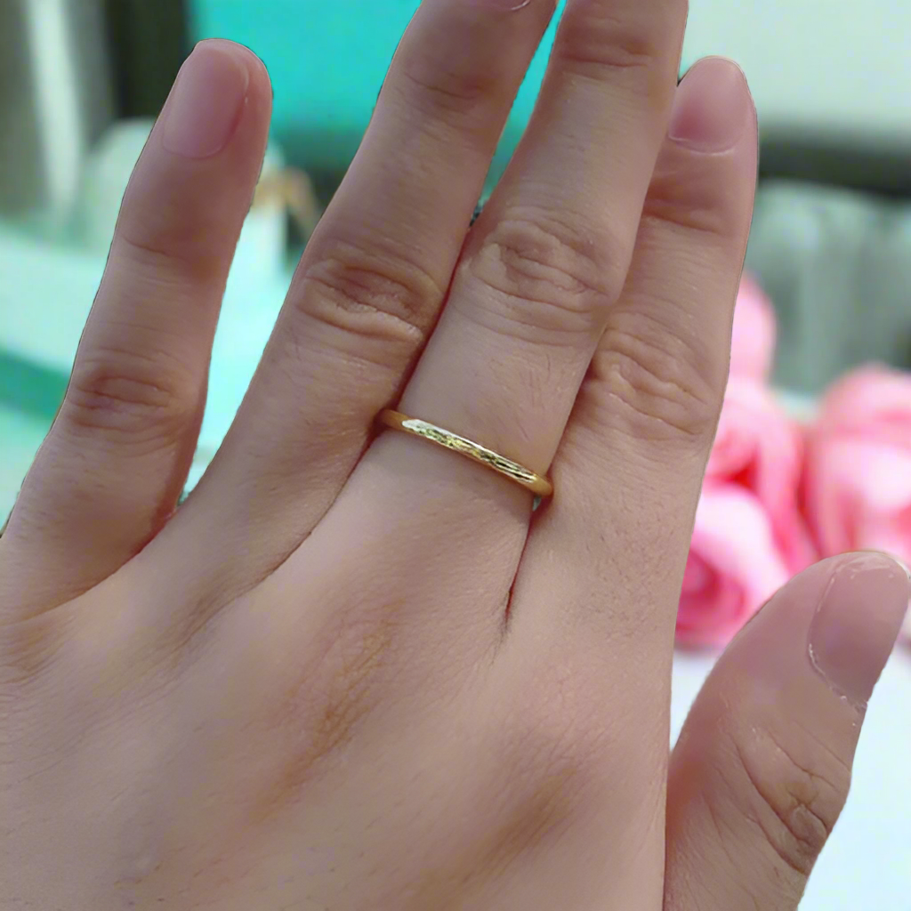 Simple Glossy Yellow Gold Wedding Band-Evani Naomi Jewelry