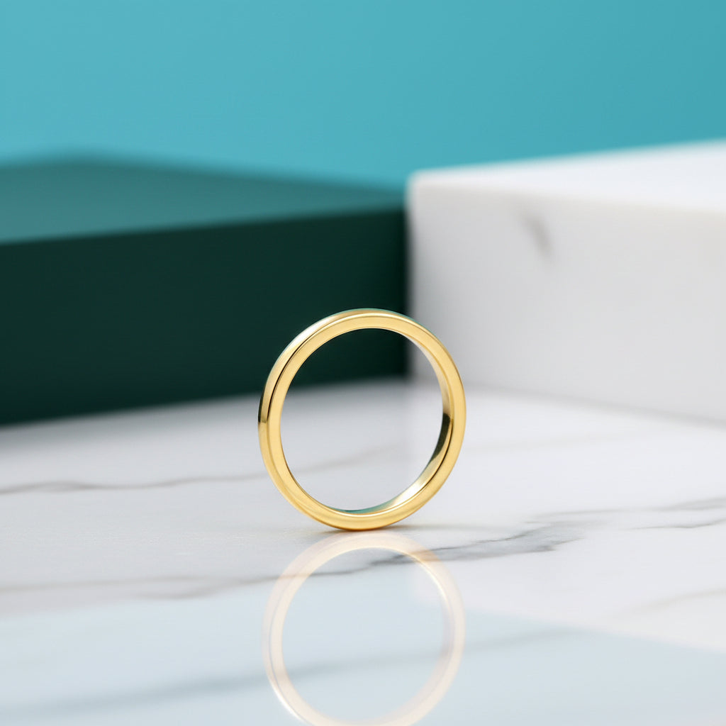 Simple Glossy Yellow Gold Wedding Band-Evani Jewelry