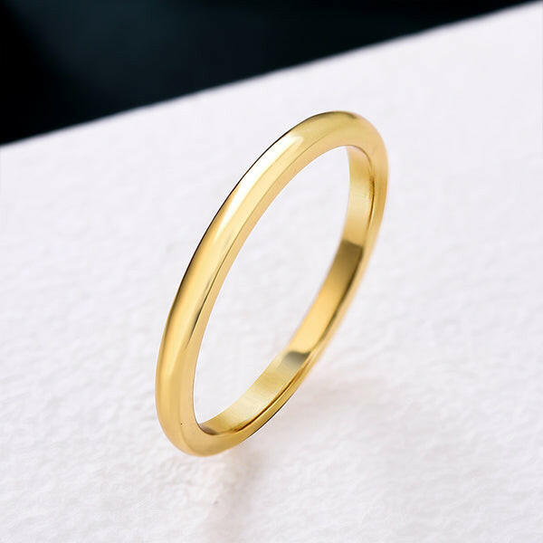 Simple Glossy Yellow Gold Wedding Band-Evani Naomi Jewelry