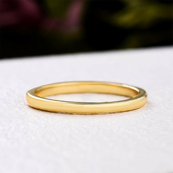 Simple Glossy Yellow Gold Wedding Band-Evani Naomi Jewelry