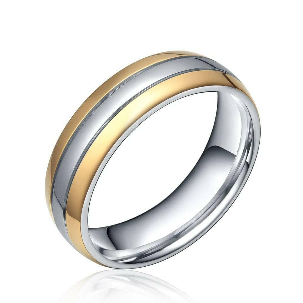 Simple Gold & Silver Unisex Titanium Wedding Band-Evani Naomi Jewelry