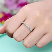 Simple Light Aquamarine Blue Half Eternity Wedding Band-Evani Naomi Jewelry