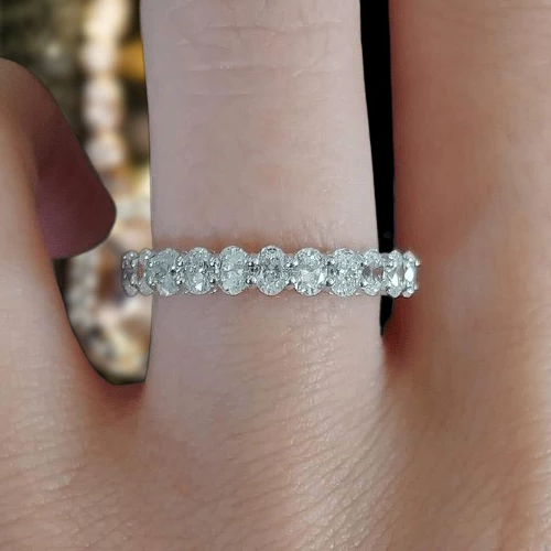 Simple Oval Cut Diamond Eternity Wedding Band-Evani Naomi Jewelry