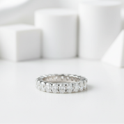 Simple Oval Cut Diamond Birthstone Eternity Wedding Band-Evani Jewelry
