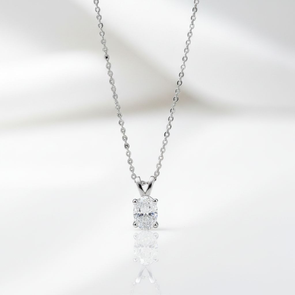 Simple Oval-cut 1.0 ct Diamond Option Clavicle Necklace