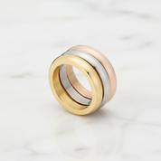 Simple Round 3 Layers Wedding Band Set - Evani Naomi Jewelry