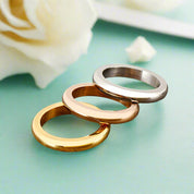 Simple Round 3 Layers Wedding Band Set-Evani Naomi Jewelry