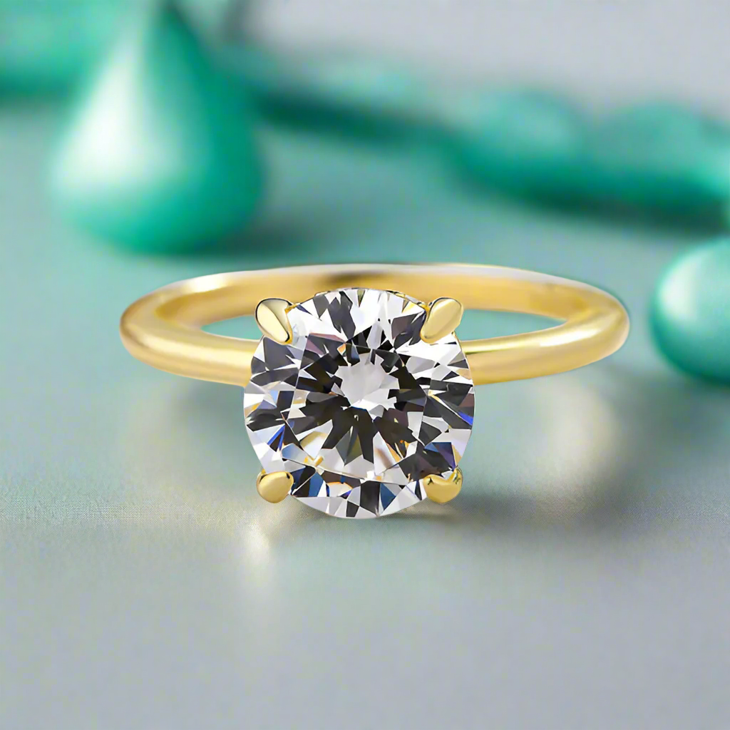 Simple Round Cut 3.5ct 4 Prong Solitaire Engagement Ring-Evani Naomi Jewelry