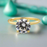 Simple Round Cut 3.5ct 4 Prong Solitaire Engagement Ring-Evani Naomi Jewelry