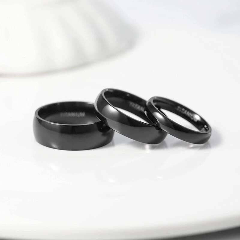 Simple Unisex Black Domed Titanium Wedding Band-Evani Jewelry