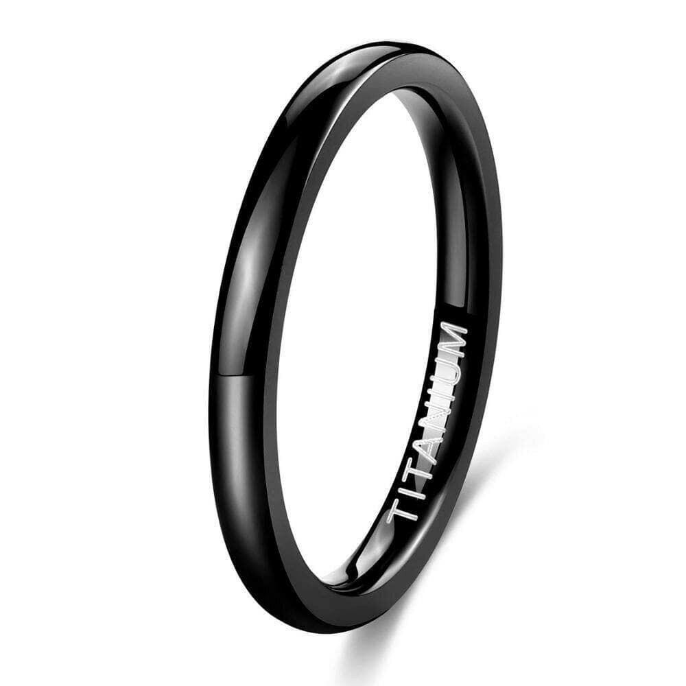 Simple Unisex Black Domed Titanium Wedding Band-Evani Naomi Jewelry