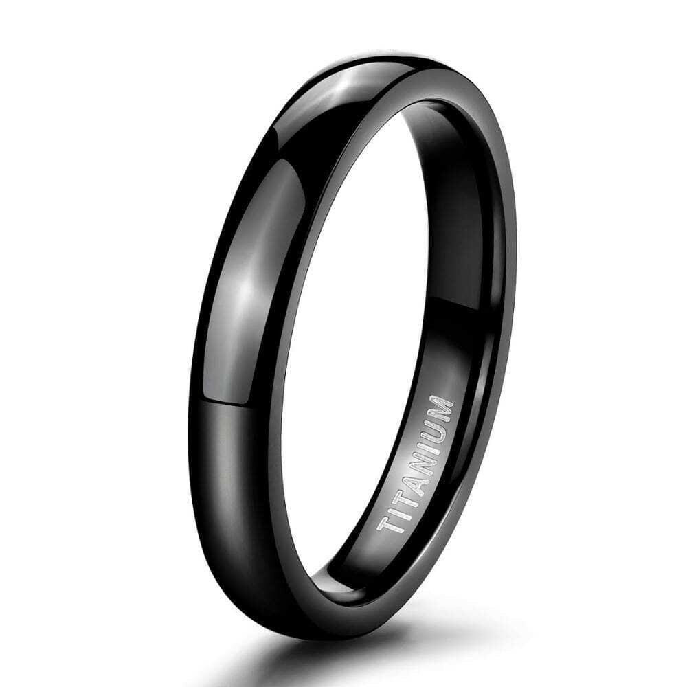 Simple Unisex Black Domed Titanium Wedding Band-Evani Naomi Jewelry