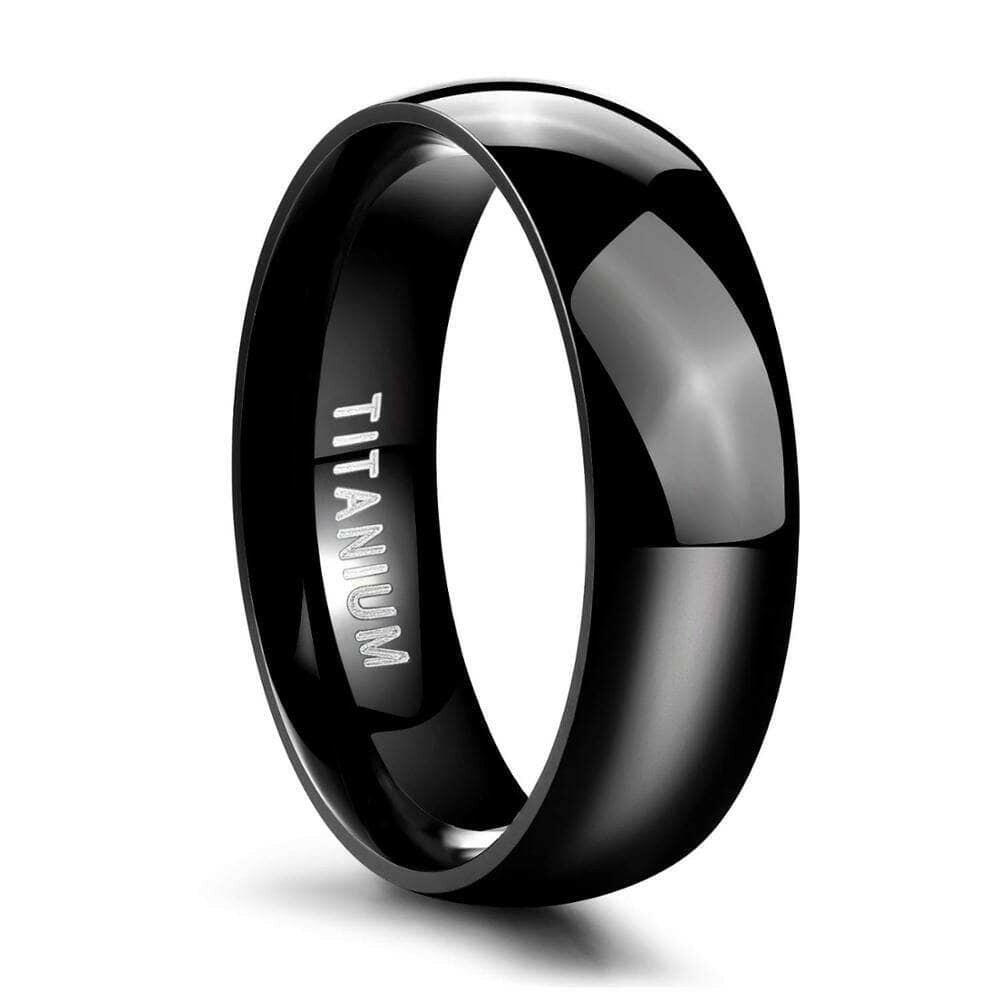 Simple Unisex Black Domed Titanium Wedding Band-Evani Naomi Jewelry