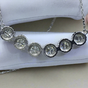 Six Round Diamond Halo Pendant Necklace-Evani Naomi Jewelry