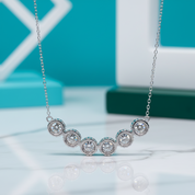 Six Round Diamond Halo Pendant Necklace-Evani Jewelry