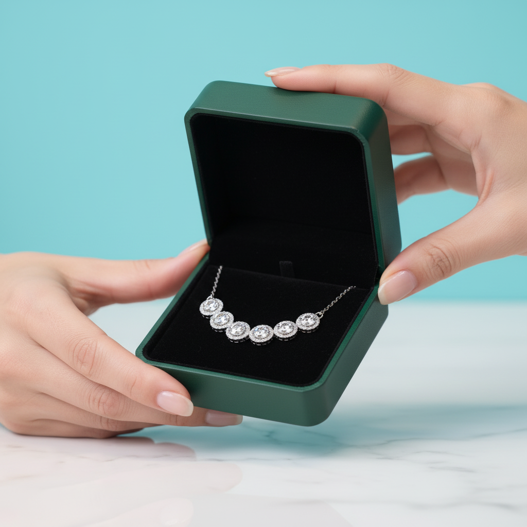 Six Round Diamond OptionHalo Pendant Necklace