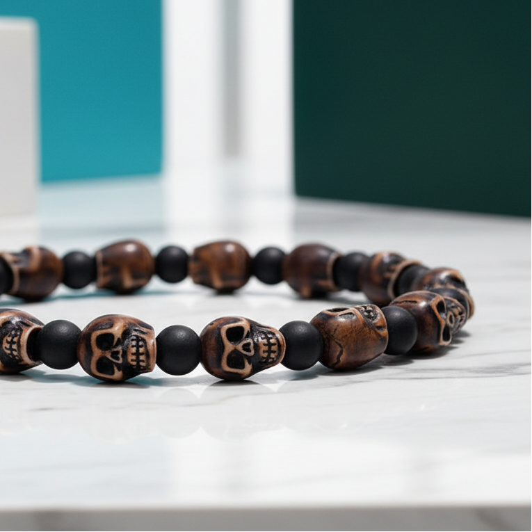 Skull Beaded Punk Necklace-Evani Jewelry