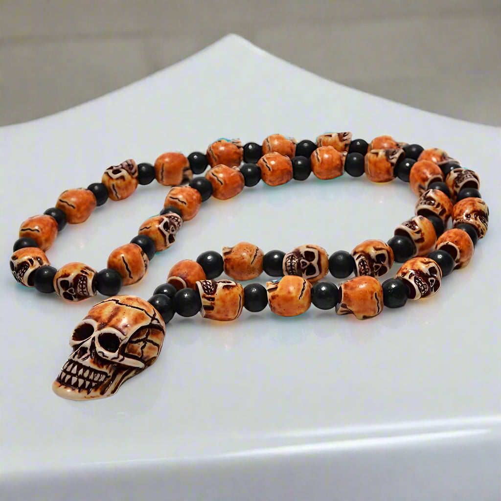 Skull Beaded Punk Necklace-Evani Naomi Jewelry