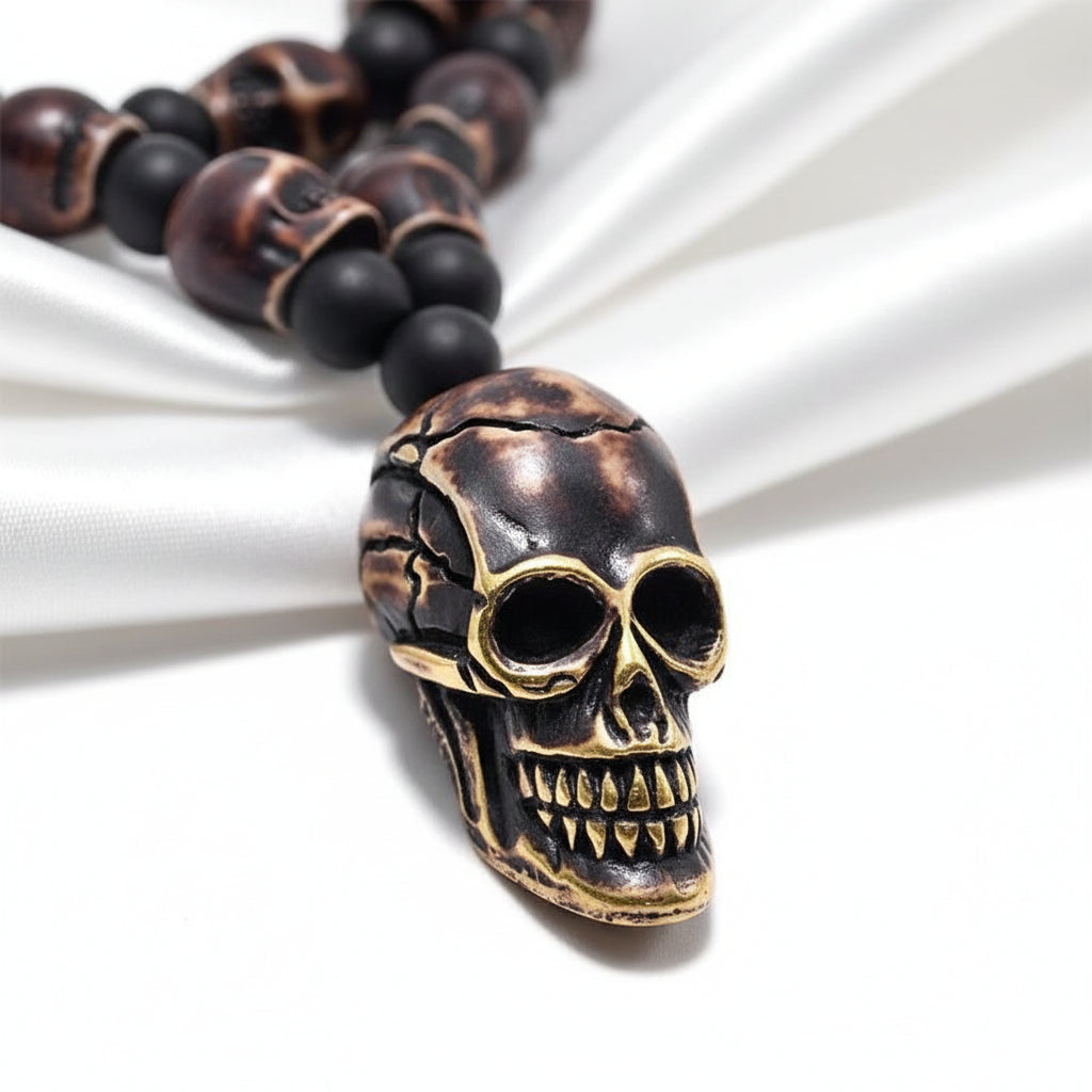 Skull Beaded Punk Necklace-Evani Jewelry