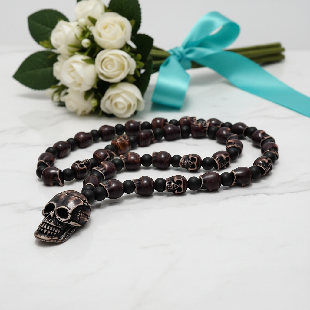 Skull Beaded Punk Necklace-Evani Jewelry