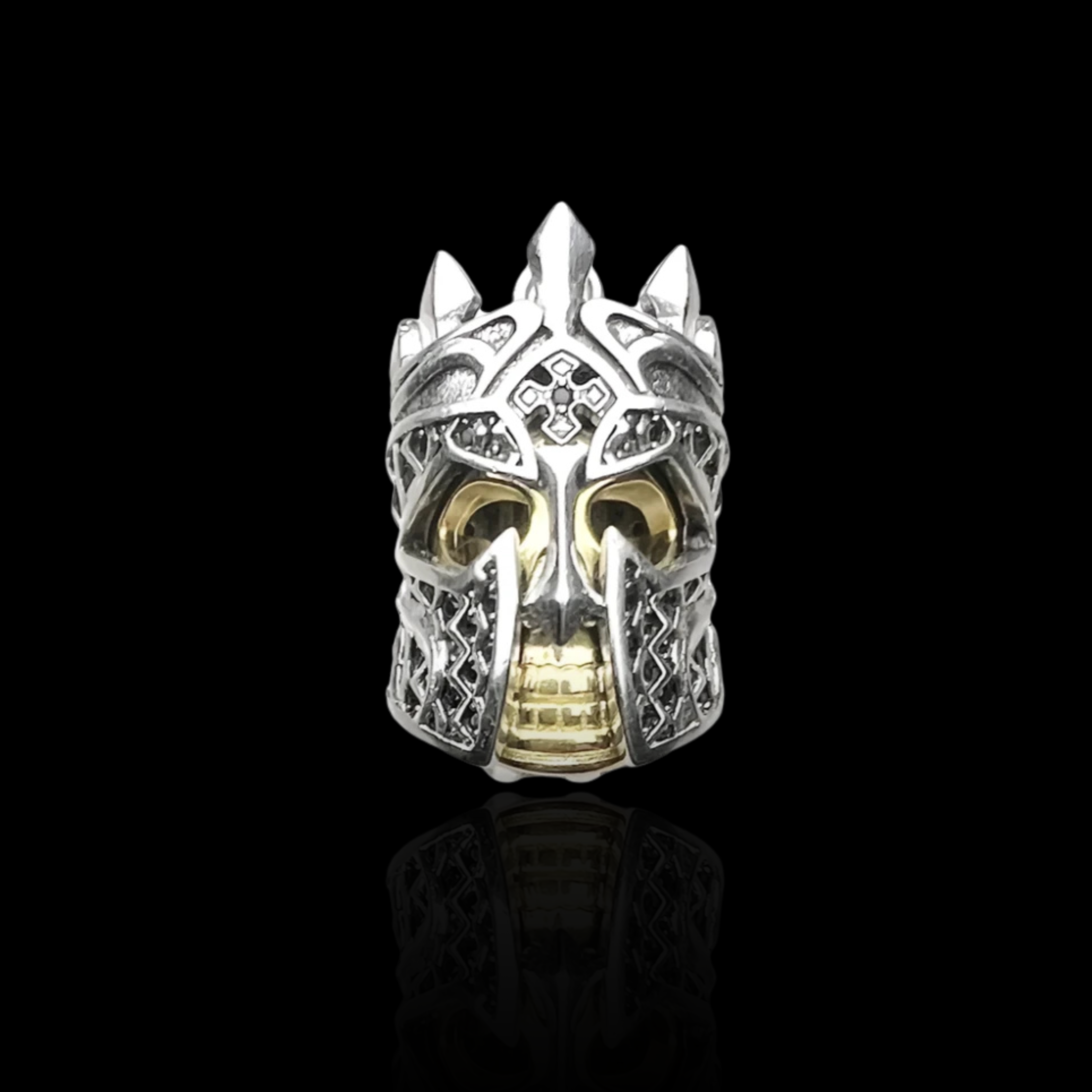 Skull Knight Two-Toned Charm Pendant-Evani Jewelry