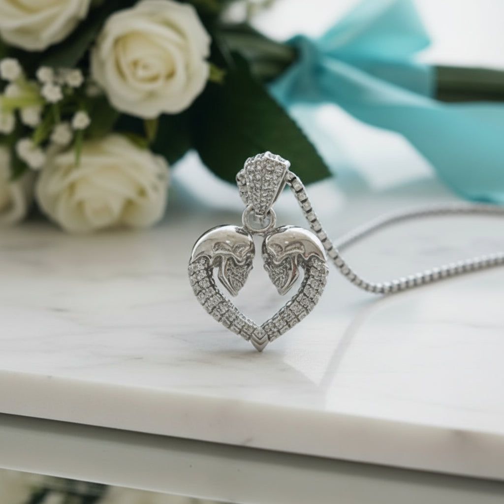 Skull and Skeleton Heart-Shaped Pendant Punk Necklace-Evani Jewelry
