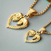 Skull and Skeleton Heart-Shaped Pendant Punk Necklace-Evani Naomi Jewelry