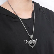 Skull and Skeleton Heart-Shaped Pendant Punk Necklace-Evani Naomi Jewelry