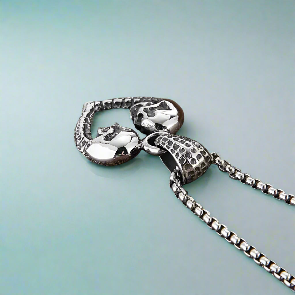 Skull and Skeleton Heart-Shaped Pendant Punk Necklace-Evani Naomi Jewelry