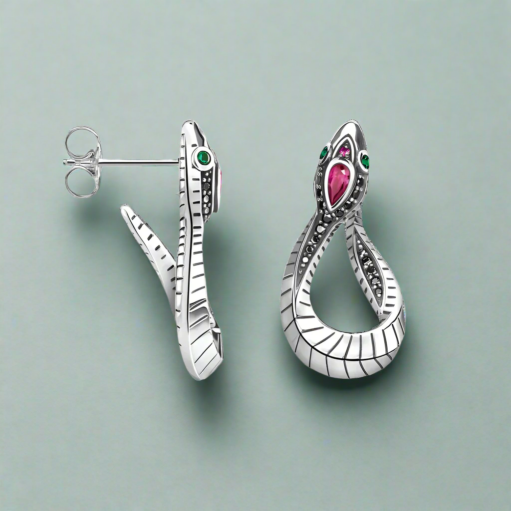 Snake Diamond Hinged Stud Earrings-Evani Naomi Jewelry
