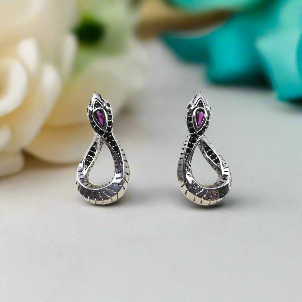Snake Diamond Hinged Stud Earrings-Evani Naomi Jewelry