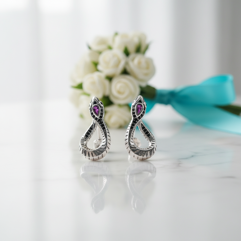 Snake Tourmaline Birthstone Hinged Stud Earrings - Evani Naomi Jewelry
