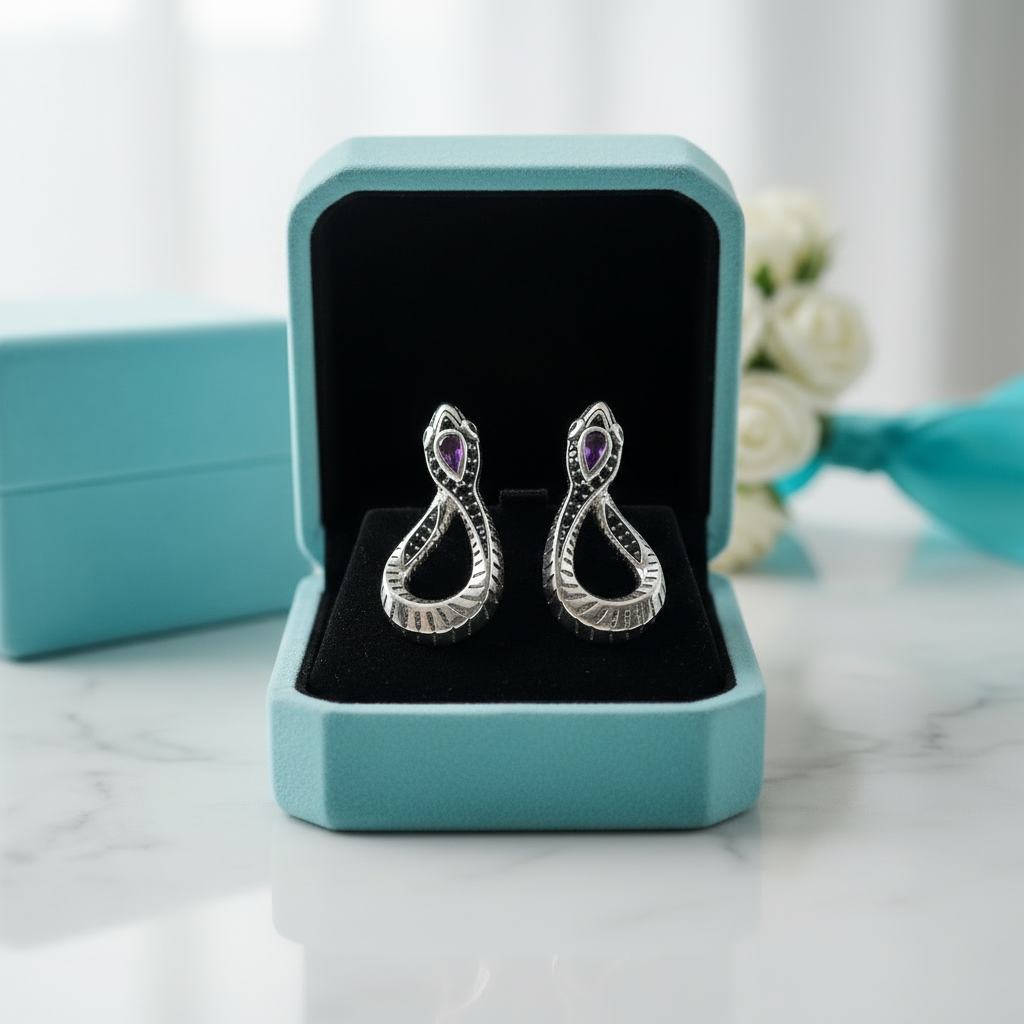 Snake Tourmaline Birthstone Hinged Stud Earrings - Evani Naomi Jewelry
