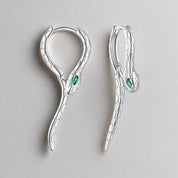 Snake Green Diamond Eyes Hoop Earrings-Evani Naomi Jewelry
