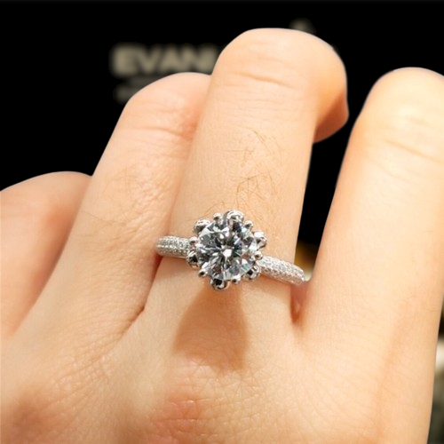 Snow Queen White Gold Engagement Ring with Diamond-Evani Jewelry
