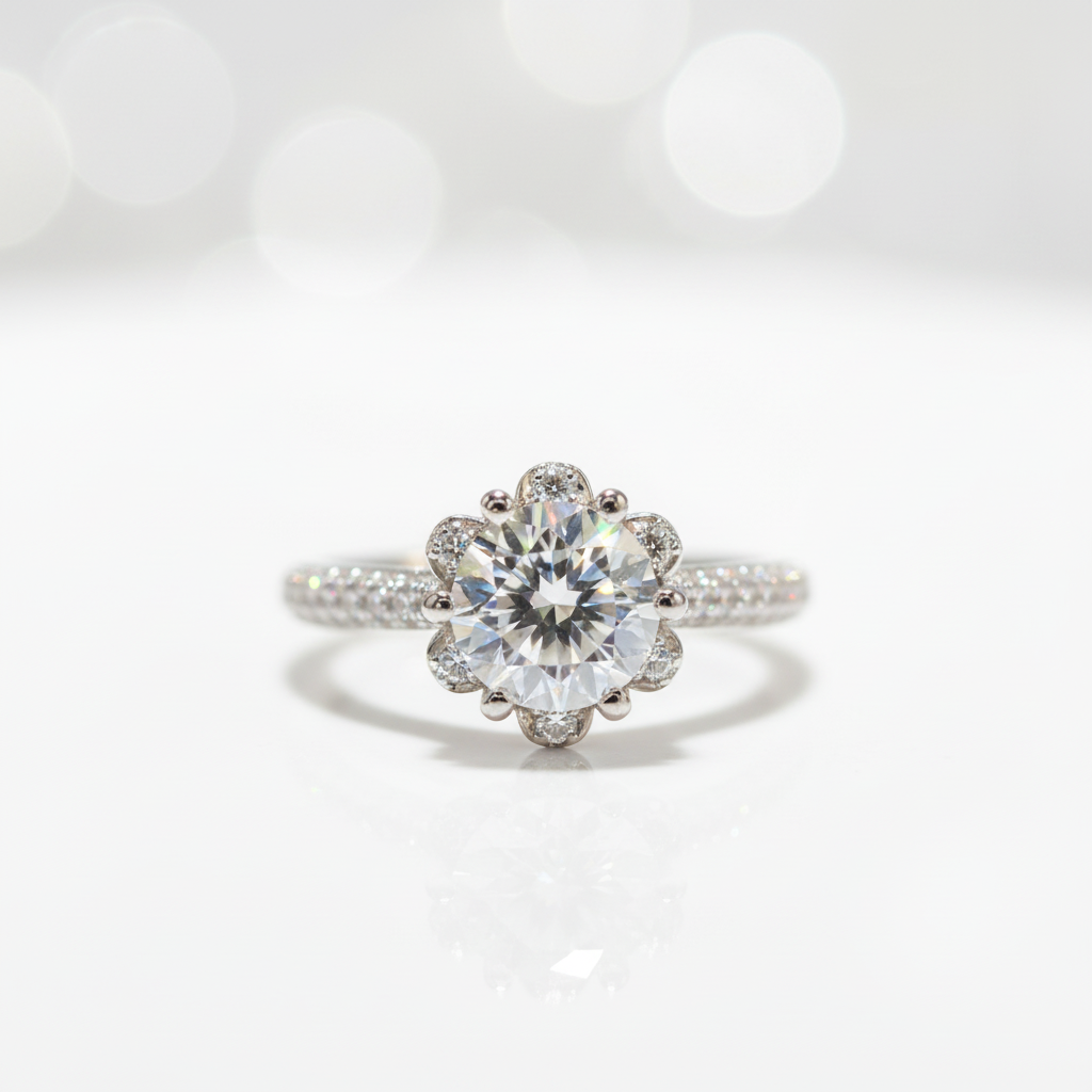 Snow Queen White Gold Engagement Ring with Diamond