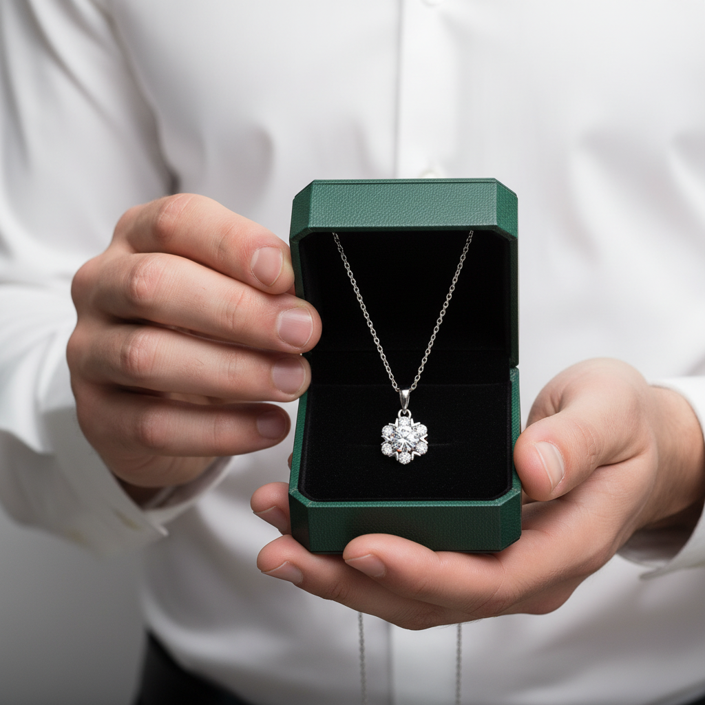 Snowflake 1.0 ct Round Diamond Option Necklace