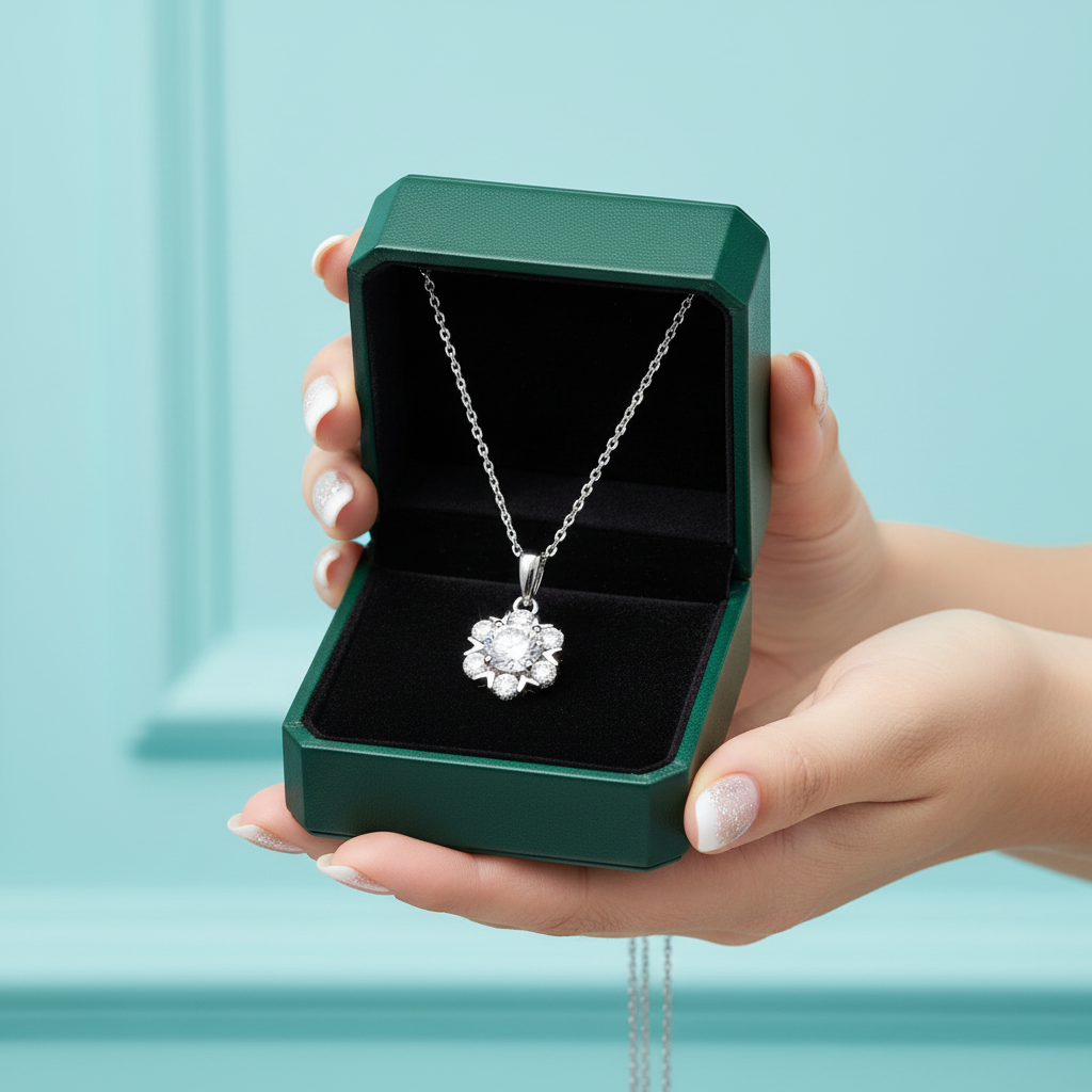 Snowflake 1.0 ct Round Diamond Option Necklace