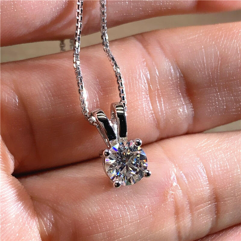 Solid 18K Gold 5.0 Ct Round Diamond Necklace-Evani Naomi Jewelry