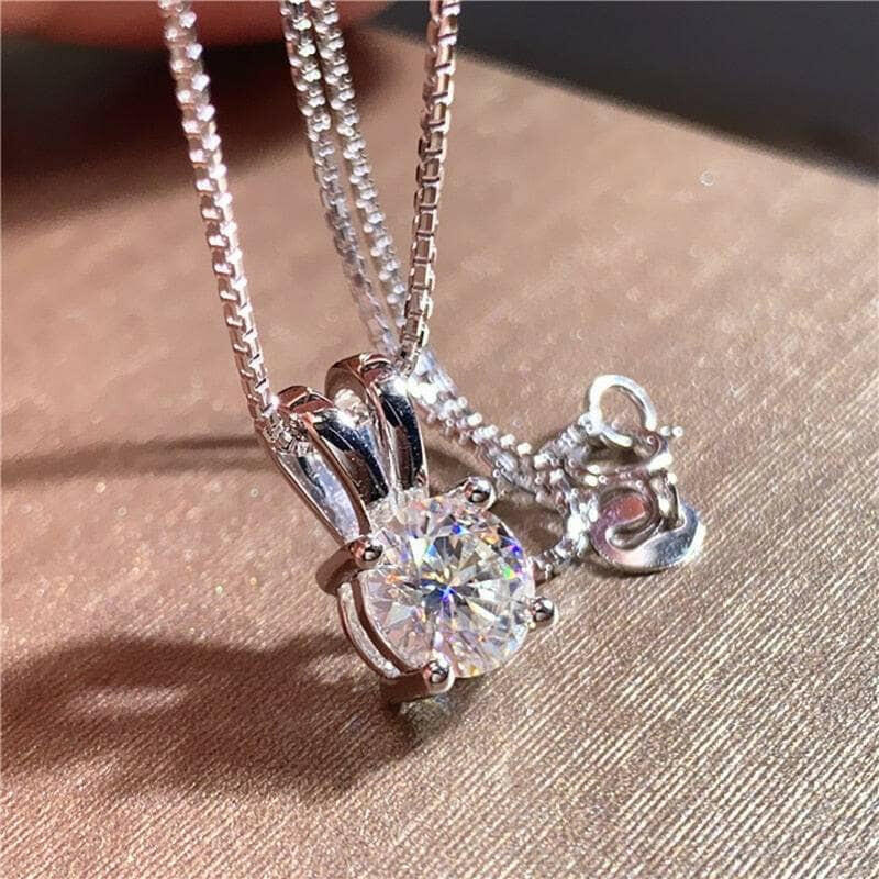 Solid 18K Gold 5.0 Ct Round Diamond Necklace-Evani Naomi Jewelry