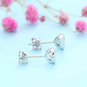 Solid 18k White Gold Diamond Stud Earrings-Evani Naomi Jewelry