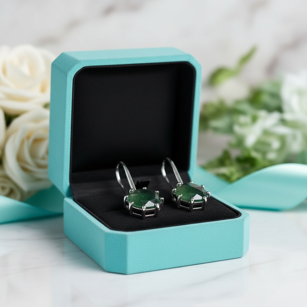 Soul Mate- Octagon Cut Moss Agate Earrings - Evani Naomi Jewelry