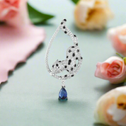 Sparkling Blue Pear-cut Gemstone with Leopard Pendant-Evani Naomi Jewelry