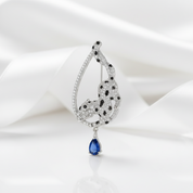 Sparkling Blue Sapphire Pear-cut Gemstone with Leopard Pendant-Evani Jewelry