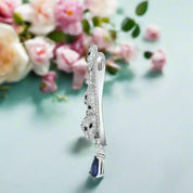 Sparkling Blue Pear-cut Gemstone with Leopard Pendant-Evani Naomi Jewelry