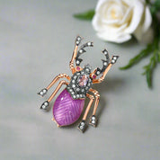Sparkling Created Ruby Purple Stone Beetle Brooch-Evani Naomi Jewelry